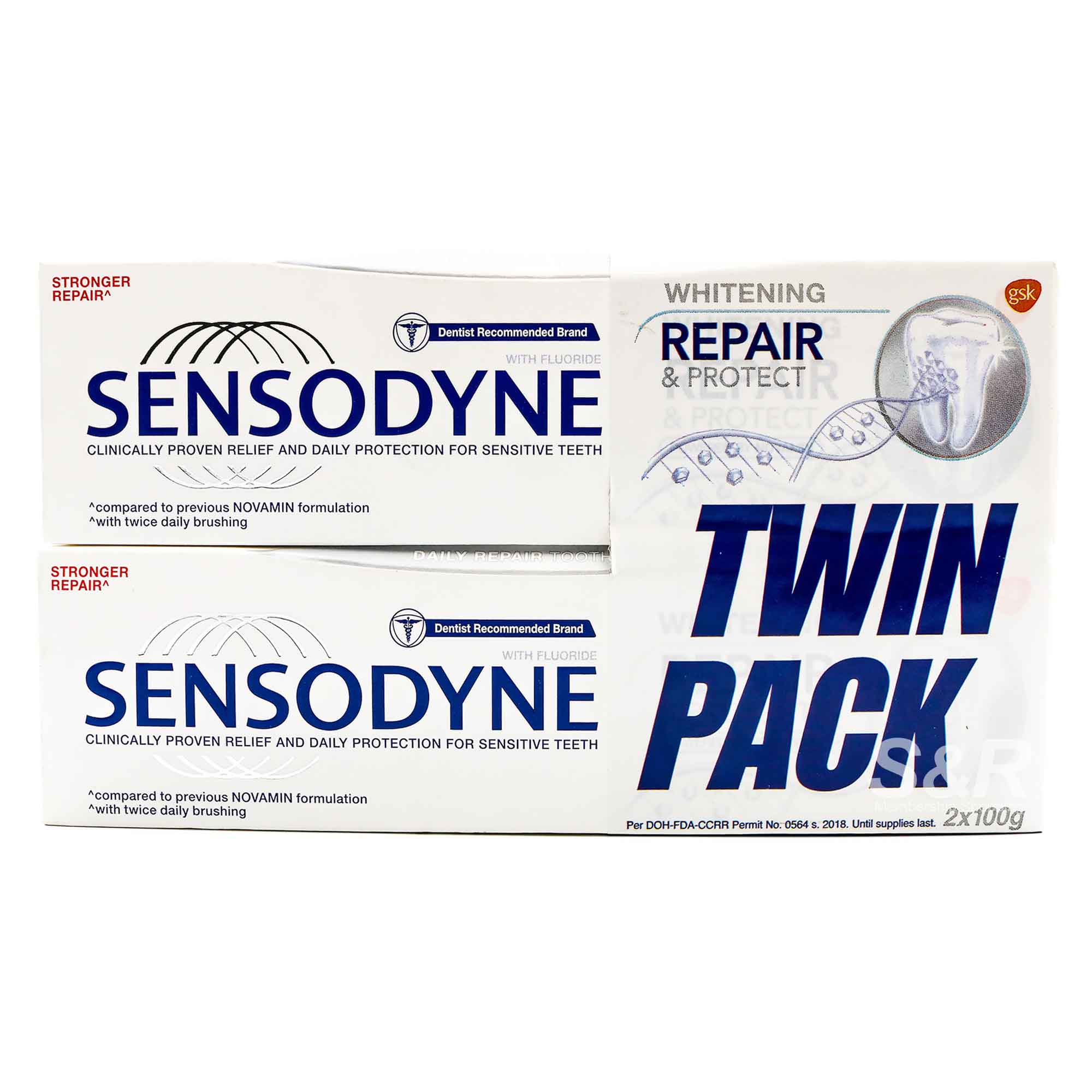 Sensodyne Whitening Repair and Protect Toothpaste Twin Pack 2pcs